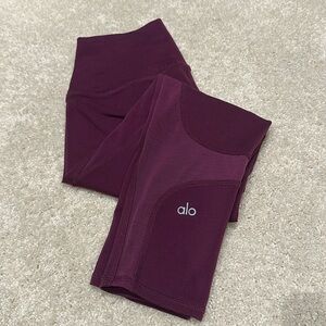 alo Crop Leggings Mesh Burgundy Size Small